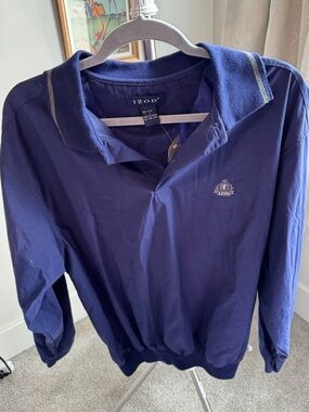Izod Navy Blue Long Sleeve Polo Shirt